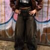 BAGGY JEANS-VINTAGE WASH CURVED LEG PATCHWORK