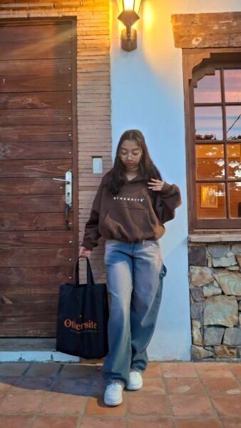Hoodie Oversize Boxy Fit “OTHERSITE” – Coffee Brown