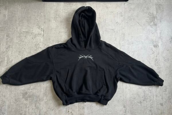 Cyber-Goth Oversized Hoodie | Black Carbon