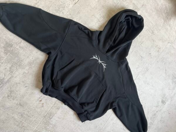Cyber-Goth Oversized Hoodie | Black Carbon