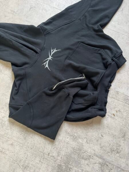 Cyber-Goth Oversized Hoodie | Black Carbon