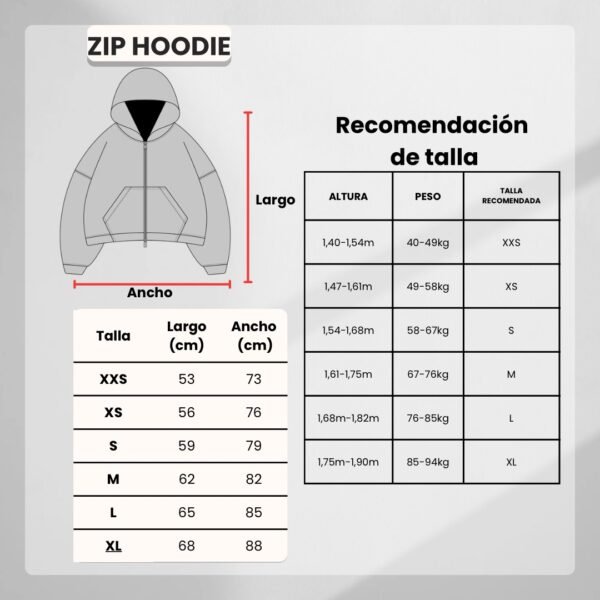 black-and-white-modern-size-chart-instagram-post ZIP HOODIE-MYSTICAL RED