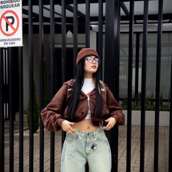 ZIP HOODIE STARS BROWN