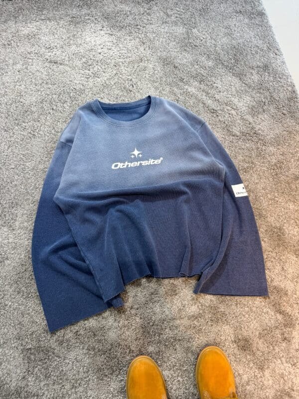 Long Sleeve Waffle Degradé – Azul Gris