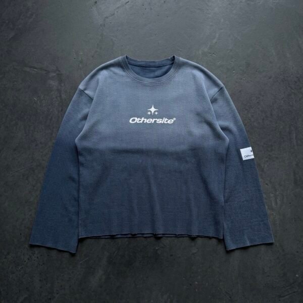 Long Sleeve Waffle Degradé – Azul Gris