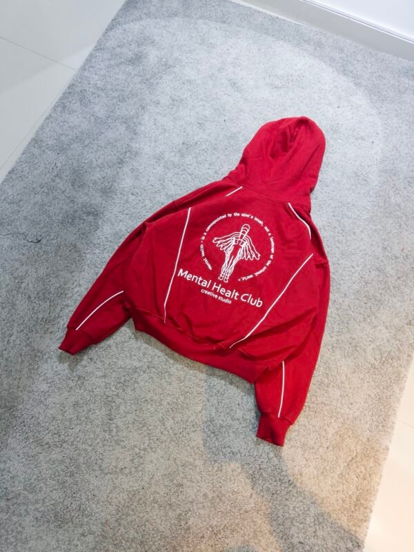 Hoodie Boxy Mental Health Club - Rojo