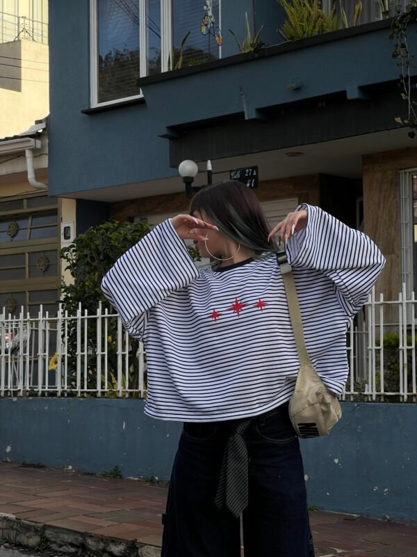 Long Sleeve Stripes Blue – Boxy Fit