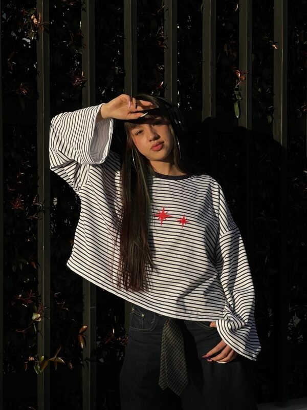 Long Sleeve Stripes Blue – Boxy Fit