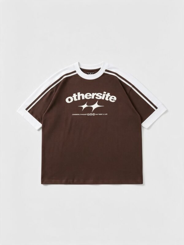 genai_acda2126-fe4e-4d92-a1f6-b9eddbf0a08b Boxy Tee - Start Brown and White