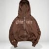Zip Hoodie Faded marrón