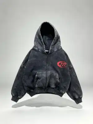 Zip Hoodie «777» washed black